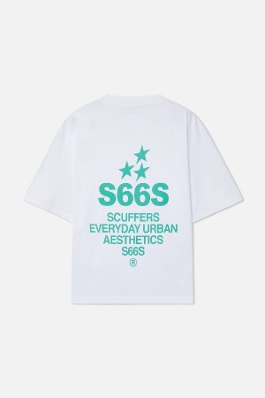 Scuffers SEAS T-Shirts White & Green | JQBZMGR-70