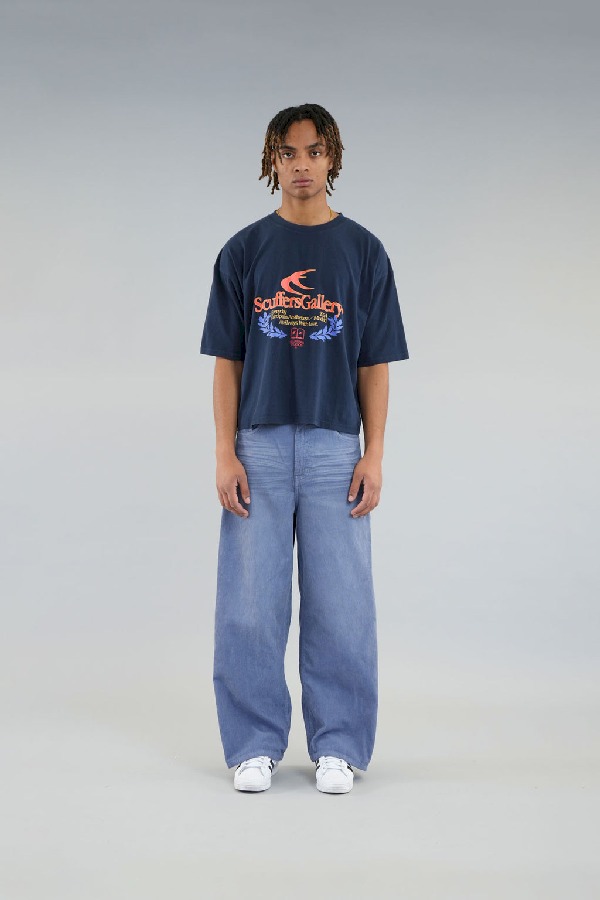 Scuffers College T-Shirt T-Shirts Navy | URKVGIF-47